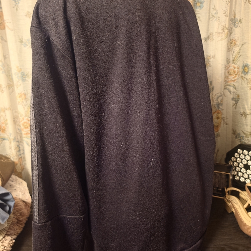 adidas Navy Crewneck Sweatshirt with Sleeve Stripes - Picture 2 of 3